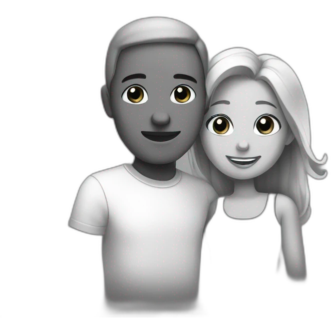 love couiple black and white emoji