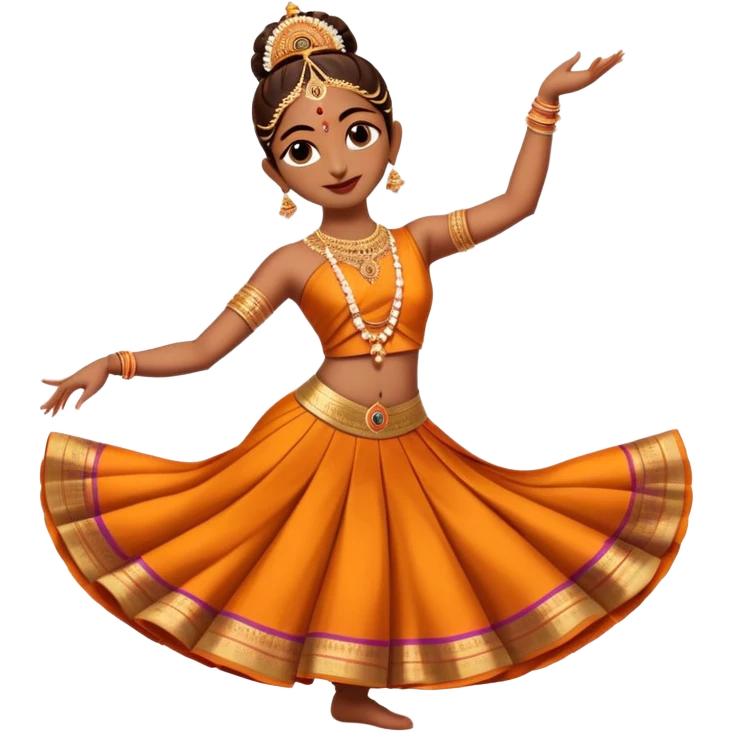 cinematic-realistic-bharatanatyam-dance-emoji,-depicted-as-an-elegant-classical-indian-dance-performance-with-graceful-poses,-intricate-costumes,-and-expressive-hand-gestures,-rendered-with-rich-textures-and-warm-dramatic-lighting, single dancer emoji
