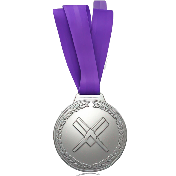 silver olympics medal with purple ribbon emoji