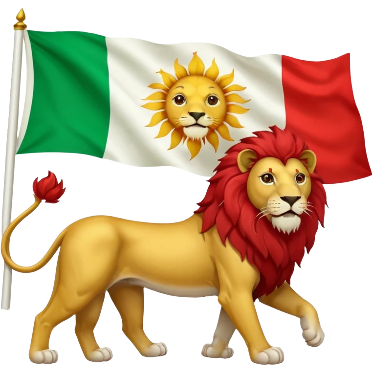 Iranian flag without the name of God with a lion and sun emoji