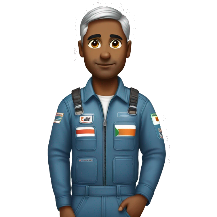 Indian with little hair in mclaren F1 overalls emoji
