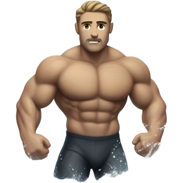 white muscle man figure sticking out of the sea emoji