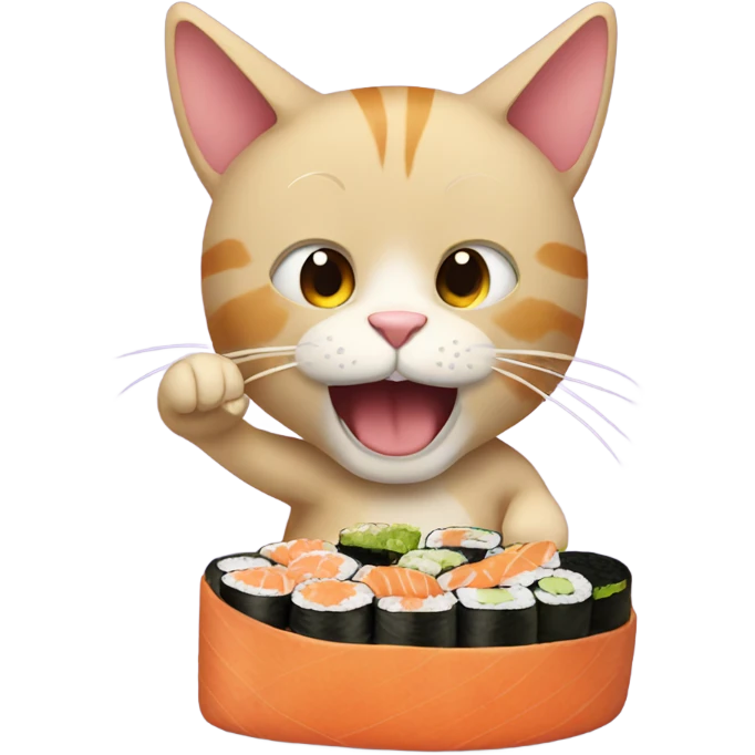 birthday cat eating sushi emoji