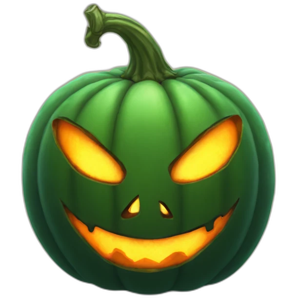 Greenfire pumpkin head with demon eyes emoji