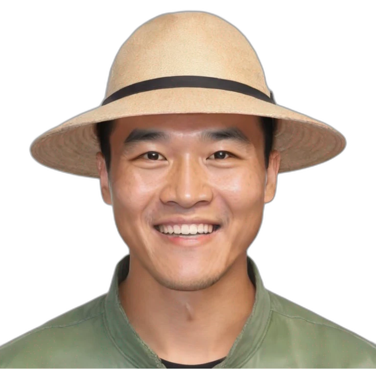 chinese man wearing rice paddy hat emoji