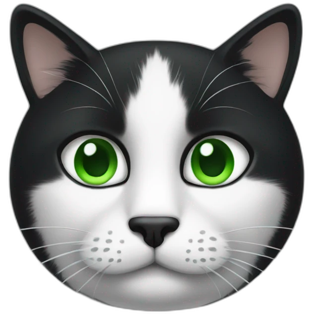 black and white cat head with green eyes emoji