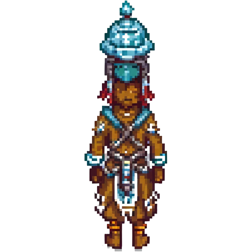 tribal colonist from RimWorld, pixel art style emoji