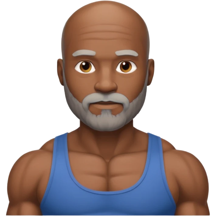 Muscular bald black man with gray beard emoji
