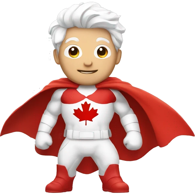 canadian superhero wearing red and white clothes including a mapple leaf emoji