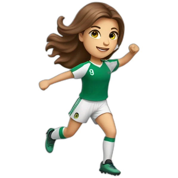 Full body caucasian girl with long Brown hair doing Cristiano ronaldo celebration emoji