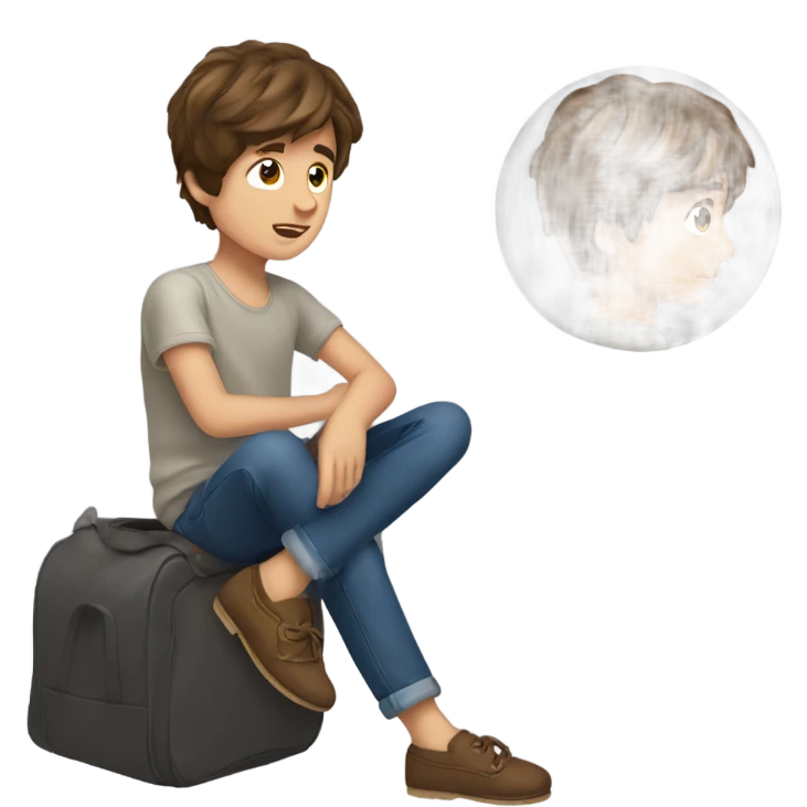 Boy with brown hair throwing a slipper emoji