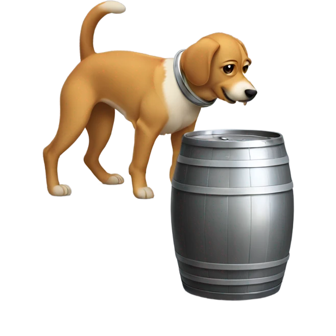 Dog doing a keg stand emoji