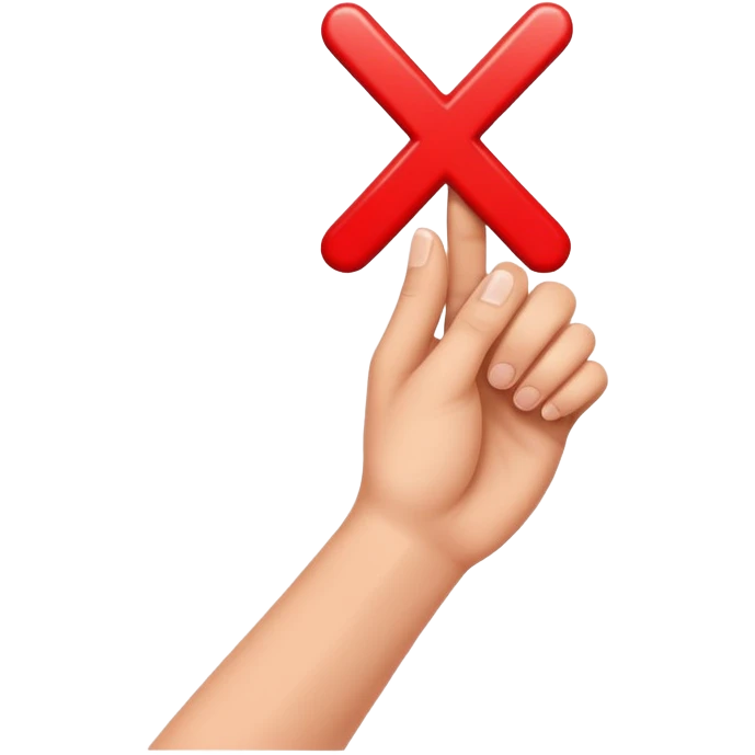 hand holding a red X emoji
