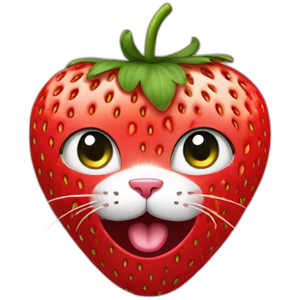 Strawberry with cat face emoji