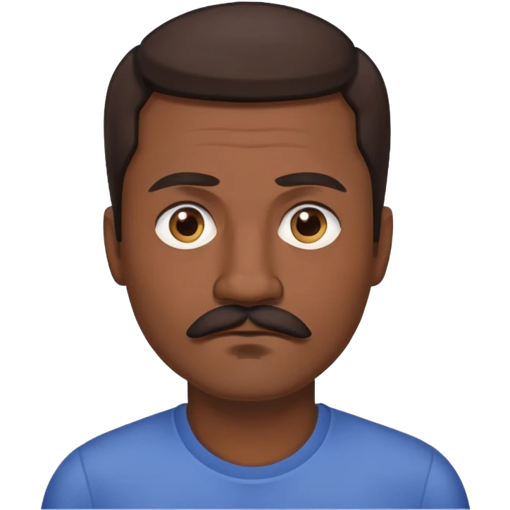 "- Nam
- 40 tuổi
- Da đen
- Tóc nâu hạt dẻ 
- Mắt xanh nước biển, có ria
- Mặt buồn
" emoji