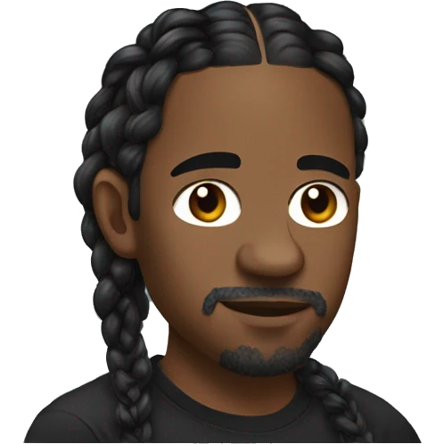 Kendrick Lamar with braids no facial hair in a black t-shirt emoji