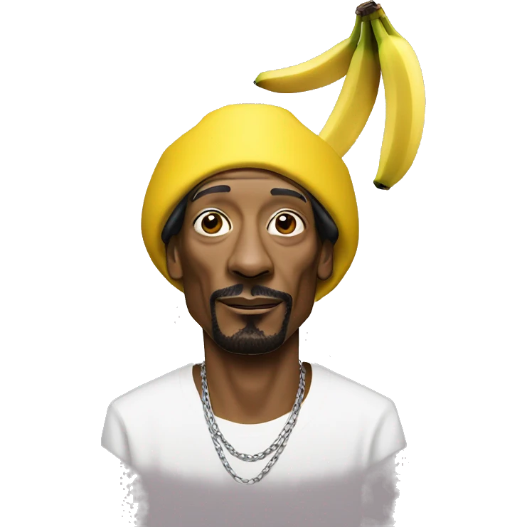 Snoop dogg wearing a banana hat emoji