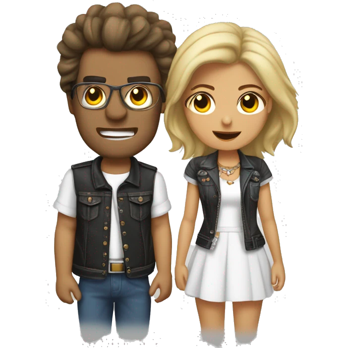 relacion de pareja chico trigueño y chica rockera blanca emoji
