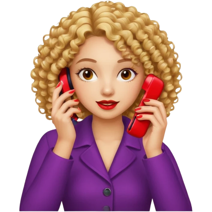 یک دختر مو فرفری که داره برای مشتریش ناخن میزاره و همزمان داره با تلفن صحبت میکنه emoji