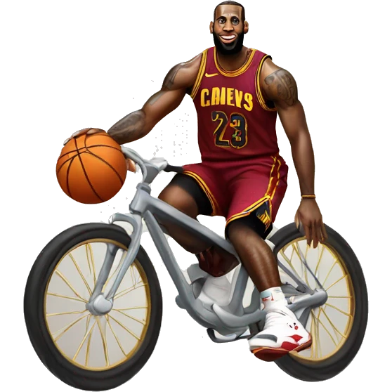 Lebron James with basketball riding a rockey emoji