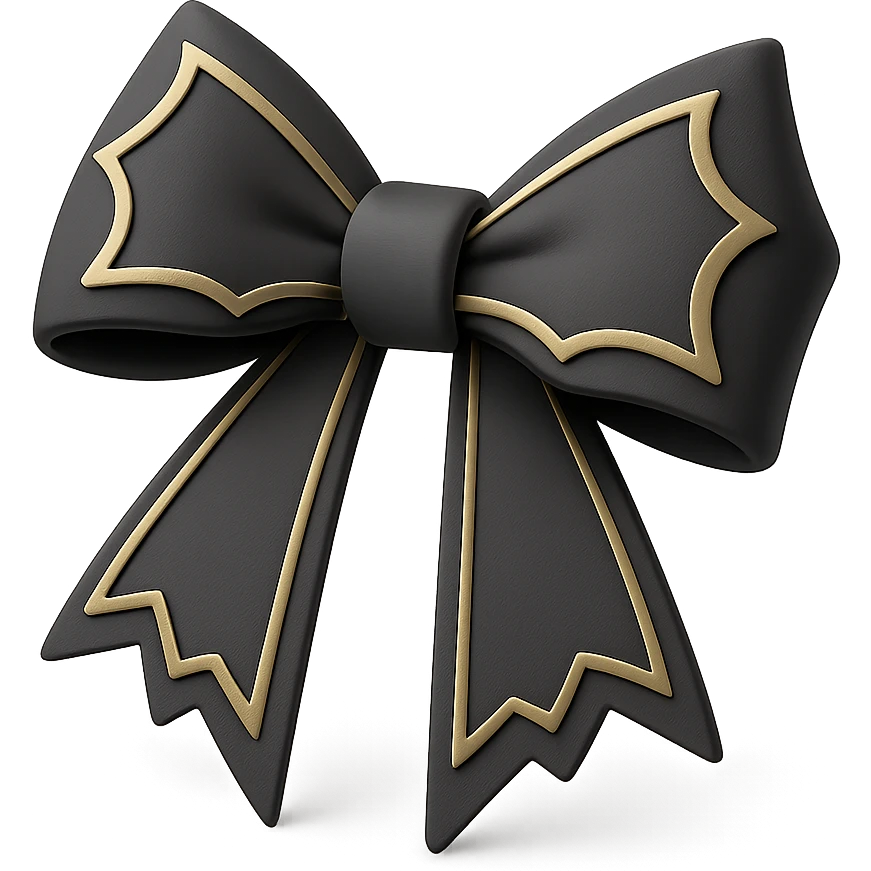 pink gothic bow, variation 4, 3D black style emoji