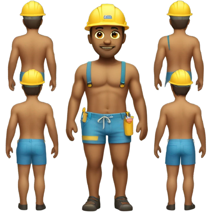 Construction worker wearing bathing suit emoji
