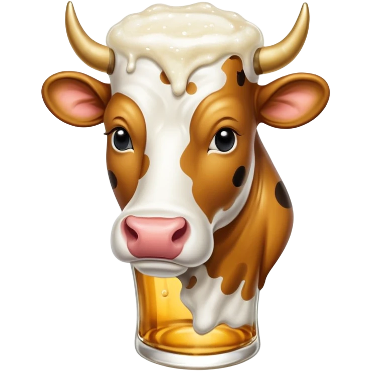 pint glass of New Glarus Spotted Cow beer with foamy head and cow icon emoji