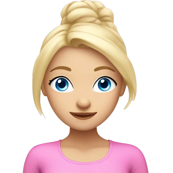 blue-eyed blonde in pink doing yoga emoji