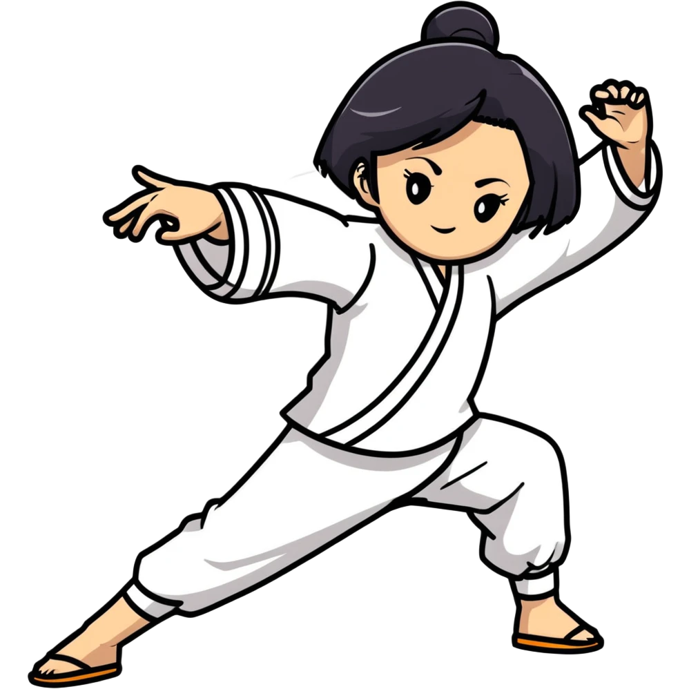 lightskin young girl with black straight hair and dark eyes, taichi, surrounded by energy lines emoji