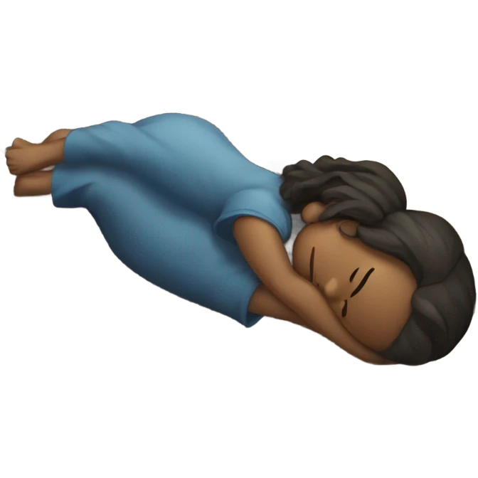 A girl sleeping on rocks  emoji