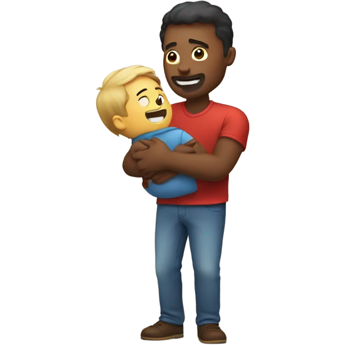 Father holds his  big heart in his arm emoji