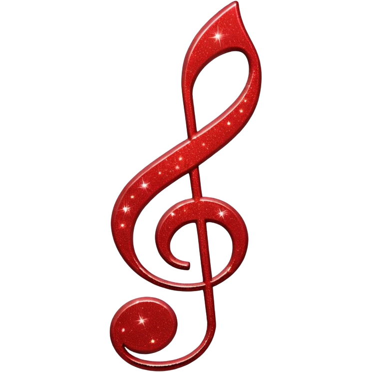 red glitter music note emoji