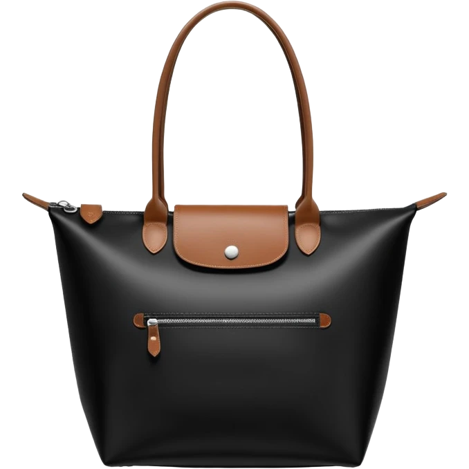black Longchamp tote bag with handles, minimalist emoji