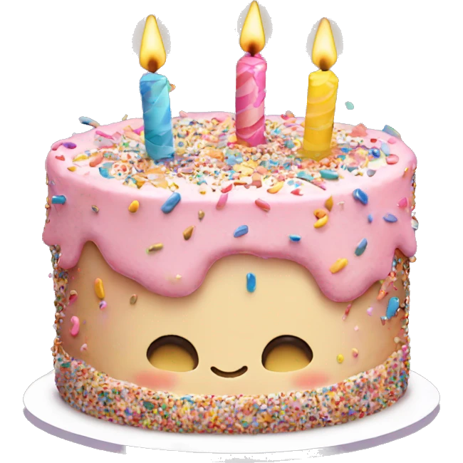 Cute birthday cake with lots of sprinkles  emoji