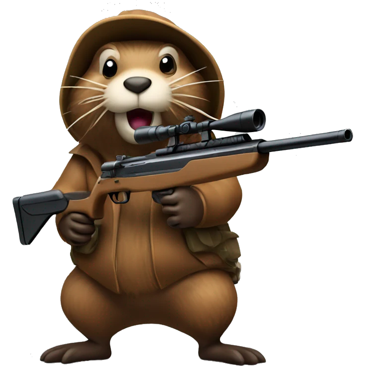 A beaver going for a trickshot with a sniper  emoji