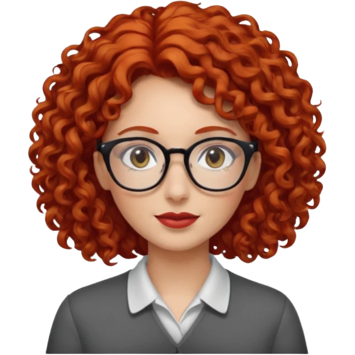 Peli roja rizada con lentes emoji
