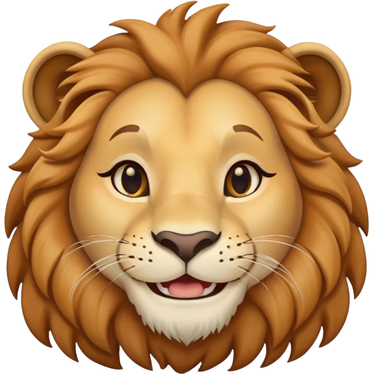 neutral headshot of a friendly anthropomorphised female lion emoji