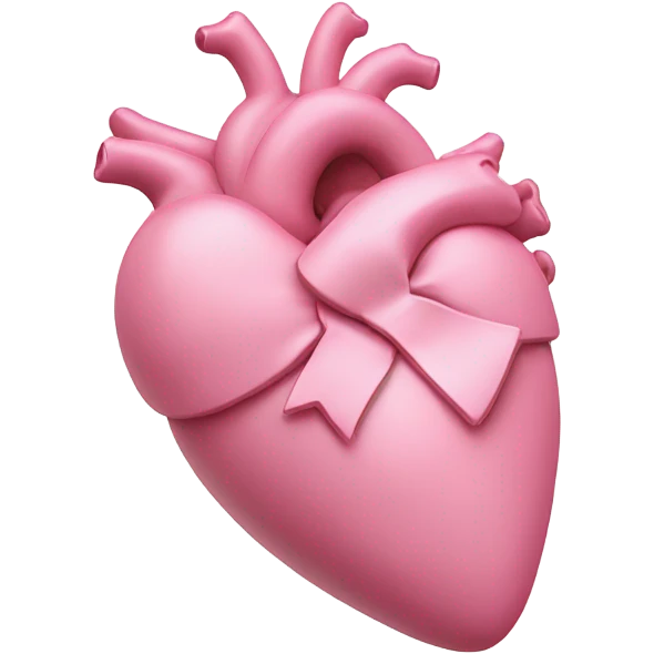 Pink anatomical heart pastel pink with bow emoji