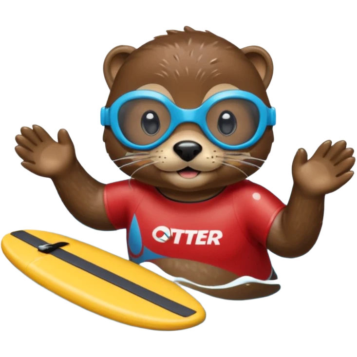 A sleek otter swimmer wearing goggles, splashing through the pool with tiny floating kickboard. emoji