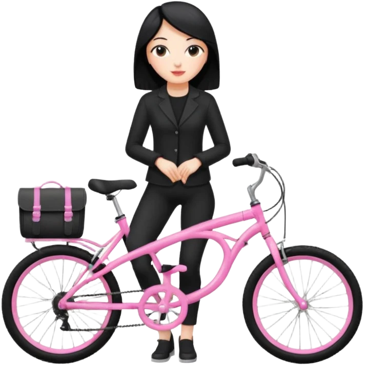 Bicycles Ergonomic bicycle of gym: seated white woman with hair black clothes pink emoji