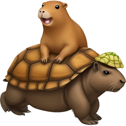Capybara riding a tortoise emoji