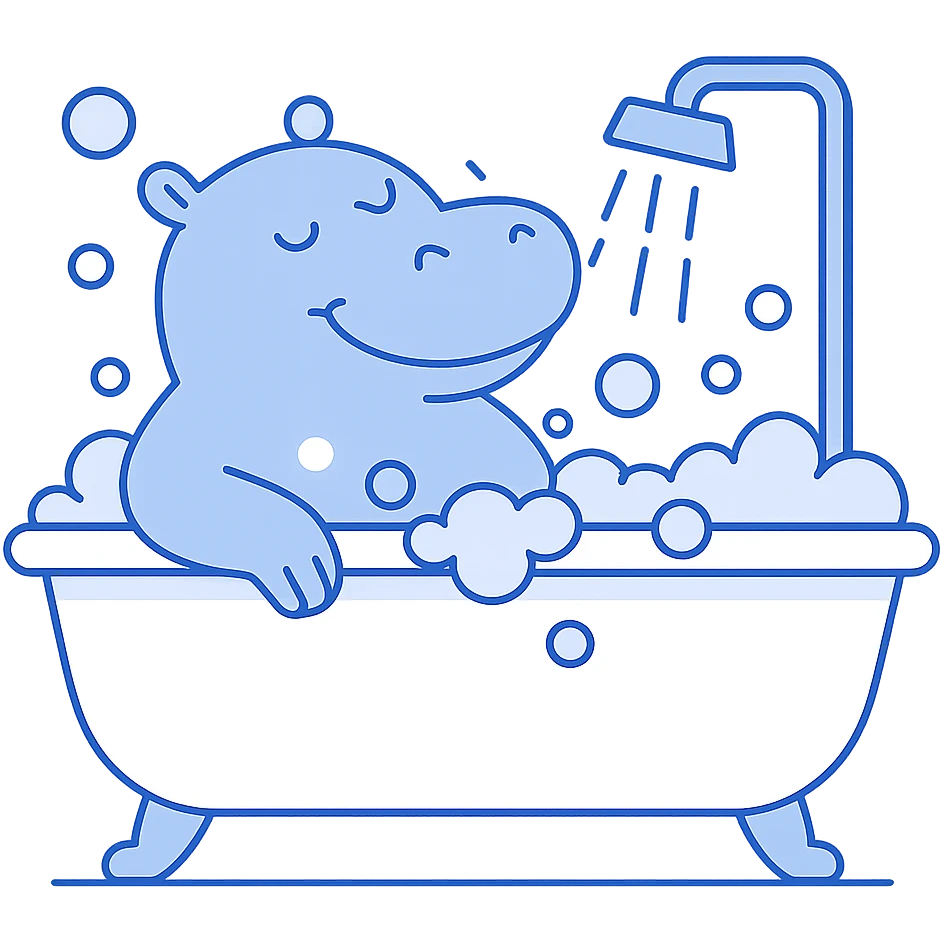 hippo taking a bath in a bathtub emoji