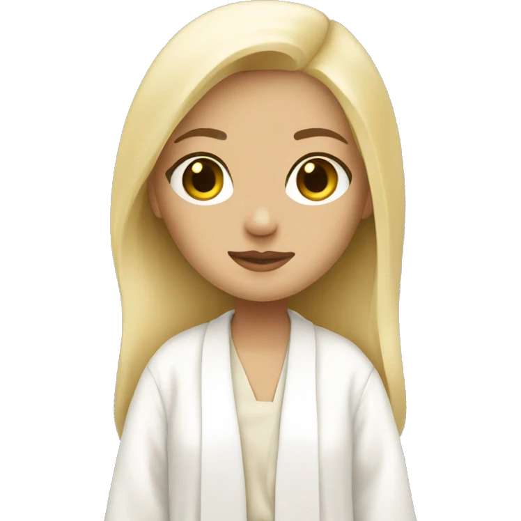 Blonde clean Girl wearing a white robe emoji