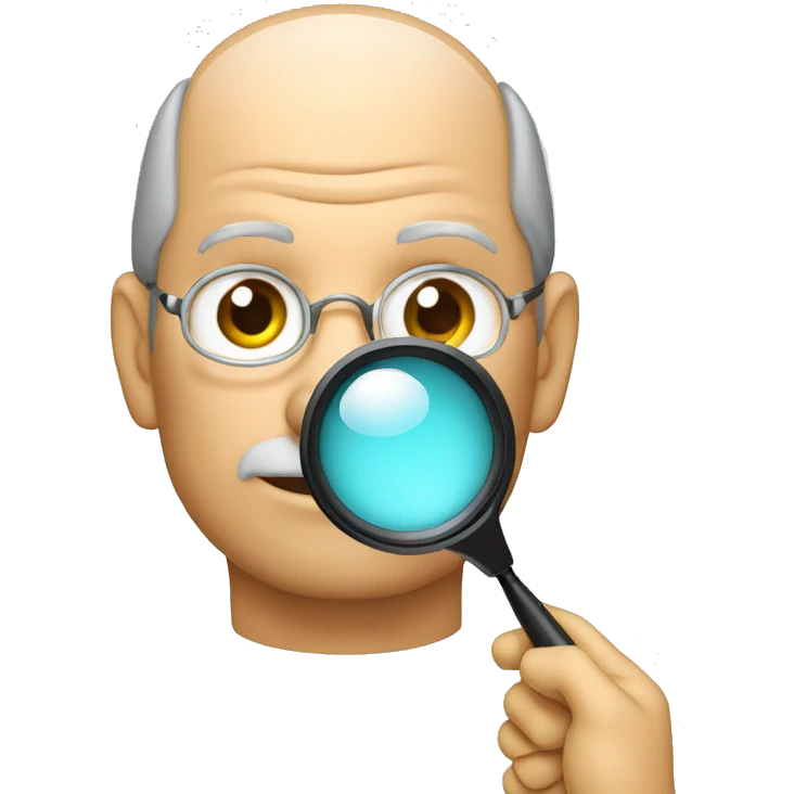 Steve jobs holding magnifier emoji