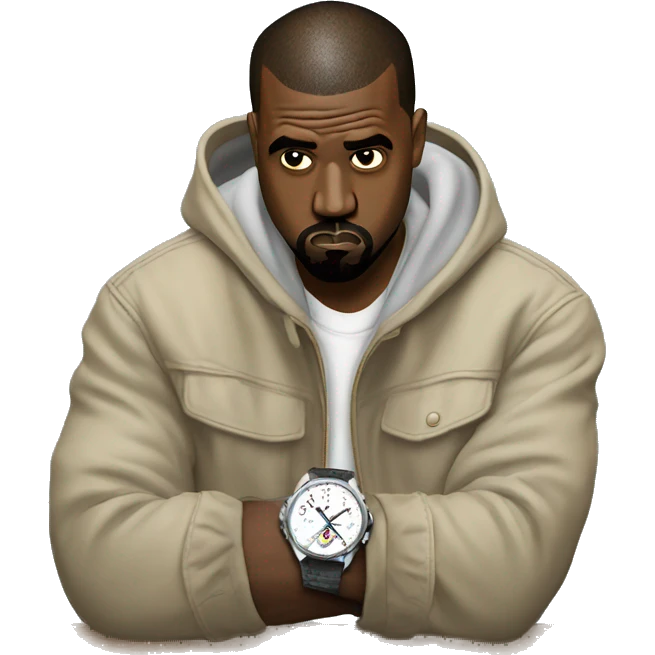 kanye west looking at his watch emoji