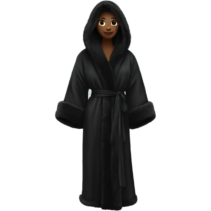 black silk robe with black fur emoji
