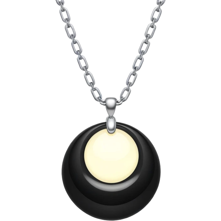 floating onyx stone with inner light, silver chain animated as if alive, no extra colors emoji