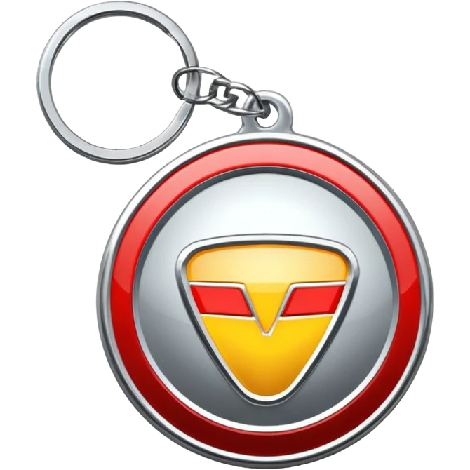 Car logo key chain – shiny metal car brand emblem.
 emoji