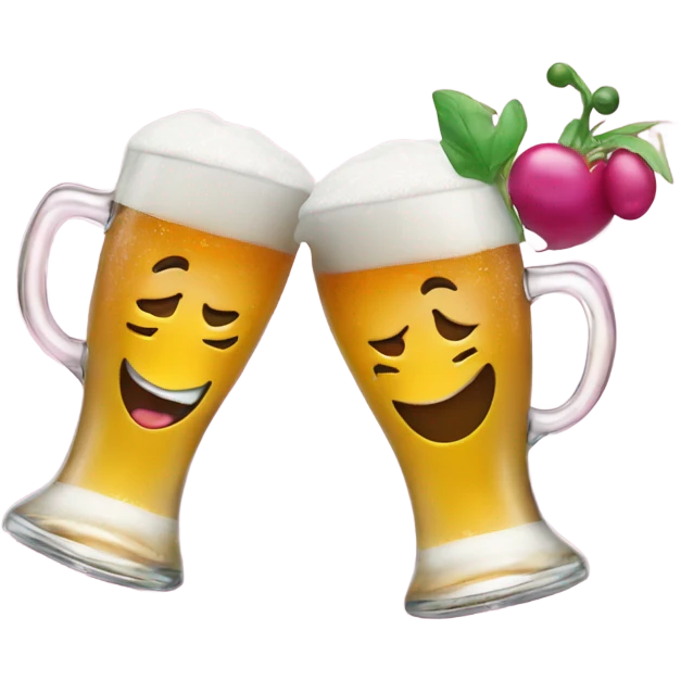 Cosmo and Wanda cheers-ing with beer emoji