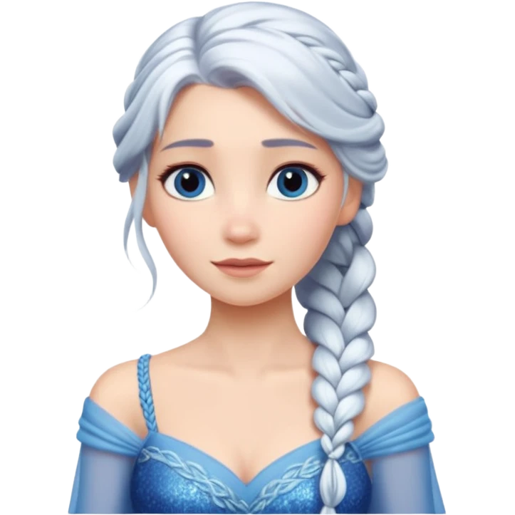 Эльза холодное сердце белые волосы коса голубое платье  emoji